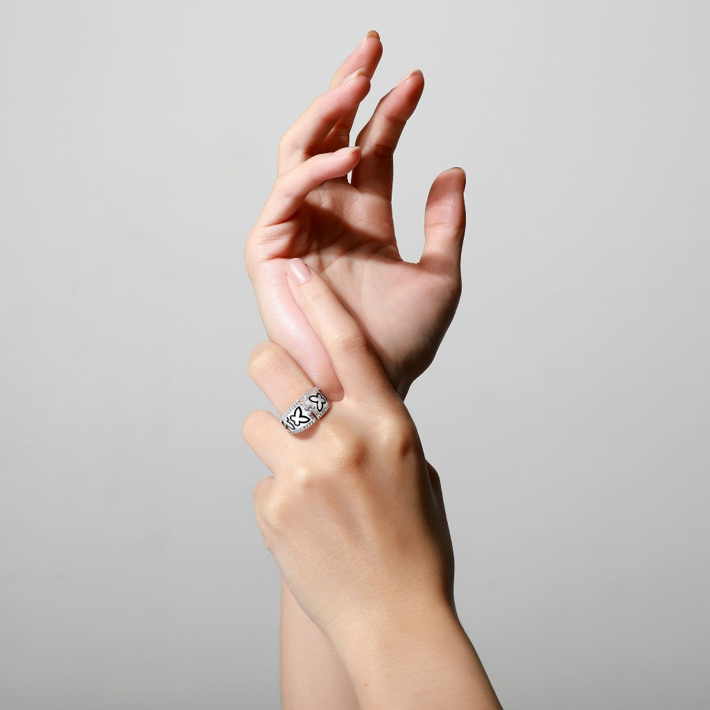 Aurora Cincin Emas 18K - Flower Tattoo 00001