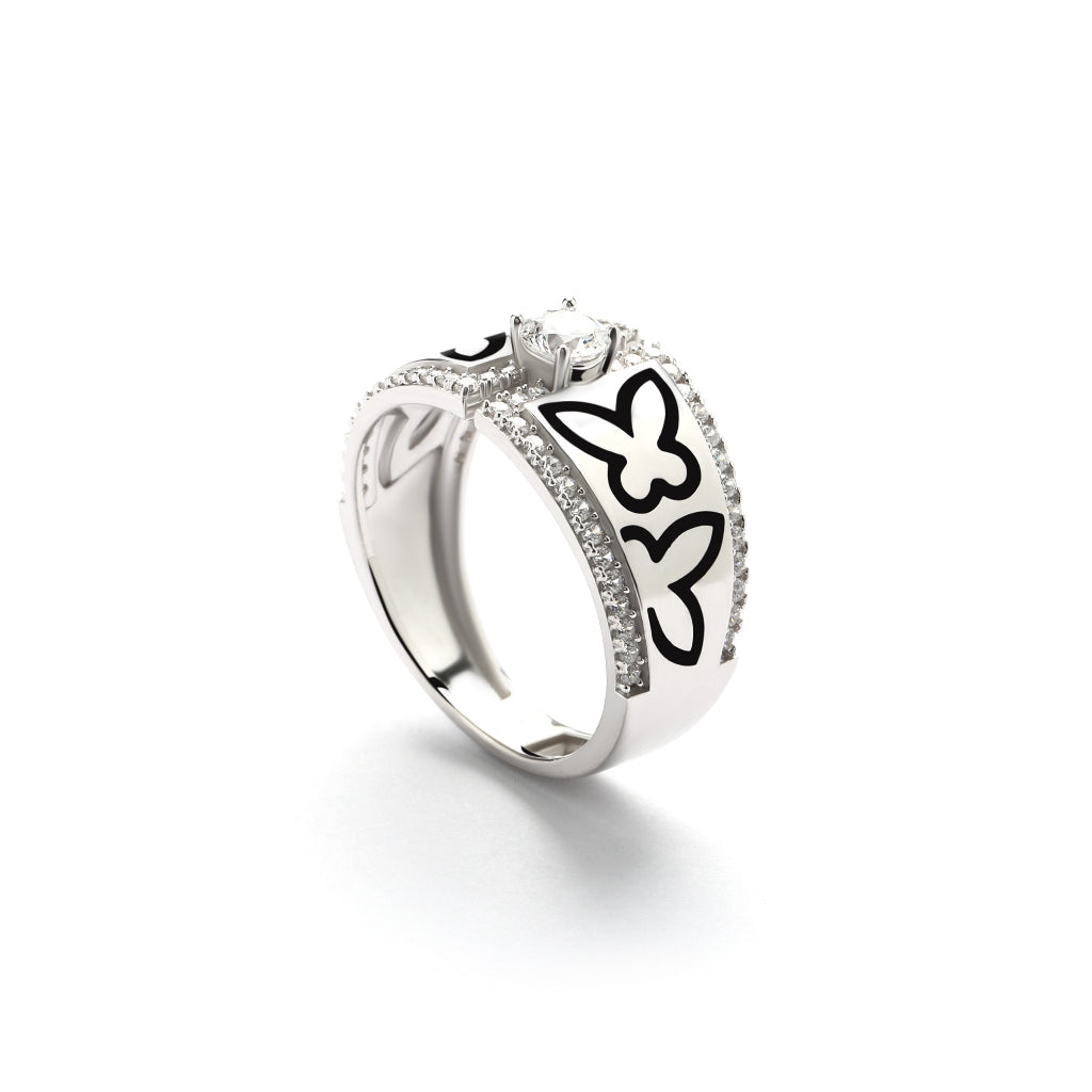 Aurora Cincin Emas 18K - Flower Tattoo 00001