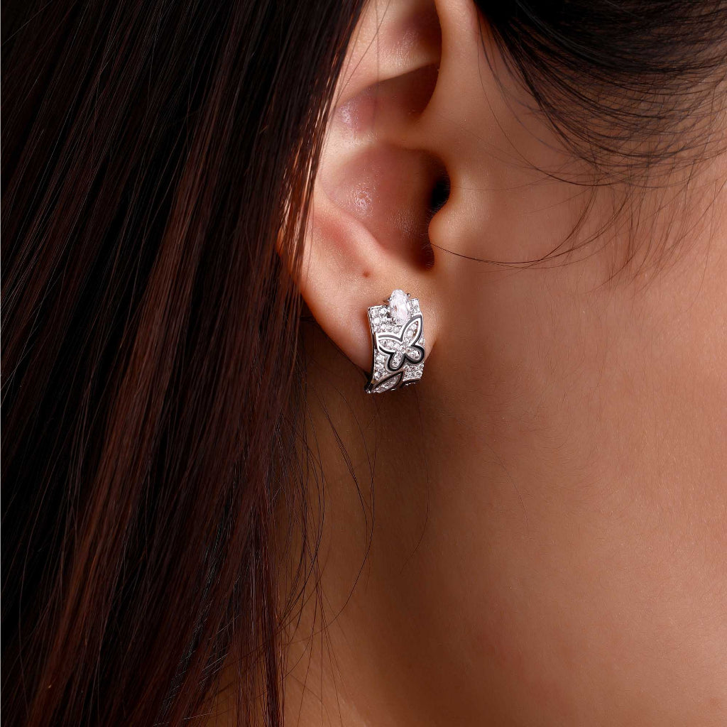 Aurora Anting Emas 18K - Flower Tattoo 002